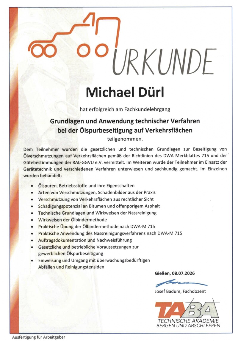 Urkunde M. Dürl