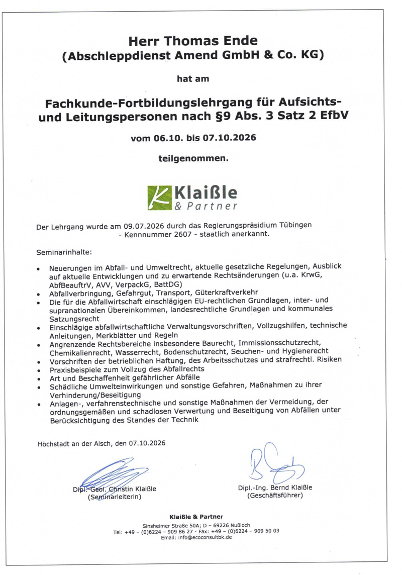 Efb Fortbildung §9 2026 T.Ende